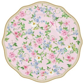 Rózsás porcelán desszertes tányér rózsaszín Garden Joy