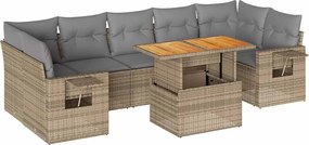 vidaXL 8 részes bézs polyrattan kerti ülőgarnitúra párnával