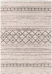 Barna krémszínű prémium plüss szőnyeg, boho mintás 80x150 cm