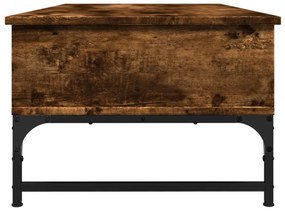 füstös tölgy szerelt fa és fém dohányzóasztal 100 x 50 x 35 cm