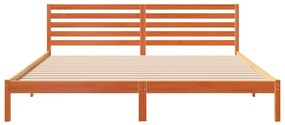 Ágykeret fejtámlával Viaszbarna 200 x 210 cm Tömör fenyőfa