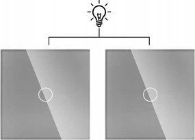 2xÜVEG Lépcsőkapcsoló Kereszt 1G2W Egyérintéses Ezüst Szürke
