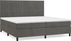vidaXL sötétszürke bársony rugós ágy matraccal 200x200 cm