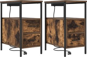 vidaXL Éjjeliszekrény 2 pcs Füstölt tölgy 30 x 48 x 61 cm Faanyag