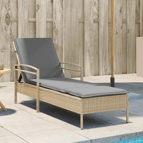 vidaXL bézs polyrattan napozóágy párnával 63x200x81 cm