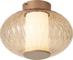 Design Ceiling Lamp Brass 28cm with Amber Glass Incl. LED 3-Step Dimmable - Margherite