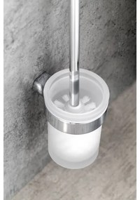 Gedy - Falra szerelhető WC kefe PIRENEI fényezett króm/üveg szatén