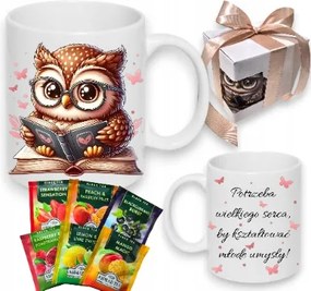 Bögre szett Tanárnak Bagoly Ajándék Pedagógusnap Tea 6db