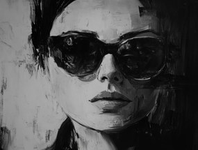 Vászonkép Canvas Portré Nő Lány Arc Szemüveg B&amp;w 100x75