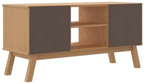 OLDEN barna tömör fenyőfa TV-szekrény 114 x 43 x 57 cm