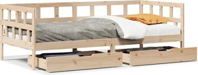 vidaXL tömör fenyőfa kanapéágy fiókokkal 80 x 200 cm
