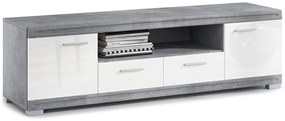 Mazzoni SIMPLE D2SZ2 TV-állvány Millenium Beton/Fehér Fényes - TV-ÁLLVÁNY KOMÓD NAPPALIBA FÉNYES
