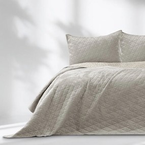 Szürkésbézs bársony steppelt ágytakaró 220x240 cm Laila – Restilo