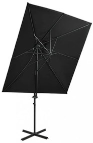 fekete dupla tetejű konzolos napernyő 250 x 250 cm