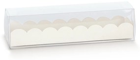 Macaron doboz, áttetsző tetővel, 190×50×50cm, fehér, nagy