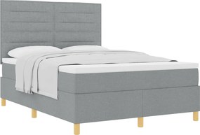 vidaXL Boxrugós ágy matracmal Világosszürke 140 x 190 cm szövet