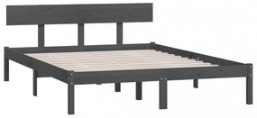 King Size szürke tömör fenyőfa ágykeret 150 x 200 cm