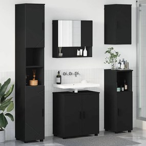 Fürdőszoba bútor szett 5 pcs Fekete 61 x 35 x 64 cm Faanyag