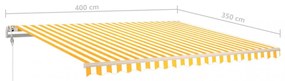 sárga-fehér szélérzékelős és LED-es napellenző 400x350 cm