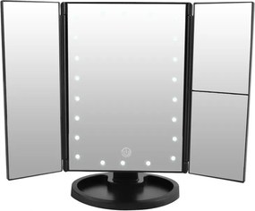 Állítható, forgatható, kihajtható LED-es tükör, fekete