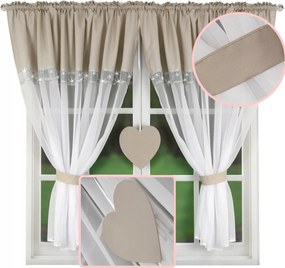 Függöny Fehér-Bézs 400x145 Strassz Fátyol Szív Filc L433 Stílusos Dekoráció