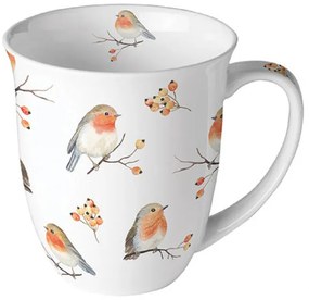 Vörösbegy karácsonyi porcelán bögre 400 ml