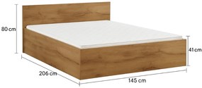 SOFIA ágy 140 x 200 cm, artisan tölgy Ágyrács: Ágyrács nélkül, Matrac: Matrac nélkül