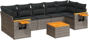 vidaXL 8 részes szürke polyrattan kerti ülőgarnitúra párnákkal