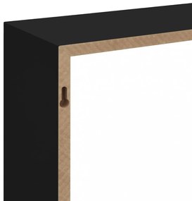 3 db fekete MDF fali kockapolc