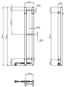 Elektromos törölközőszárító SILOUETTE 187W/230V 101,1 cm IP44 fehér, jobb oldali, szögletes