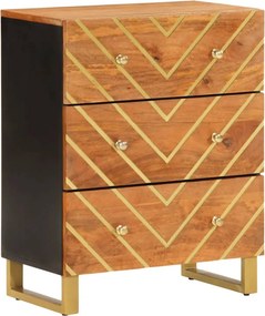 vidaXL barna és fekete tömör mangófa kisszekrény 60x33,5x75 cm