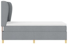Boxspring Ágy Mattress-szel Világosszürkében, 100x200 cm Szövet