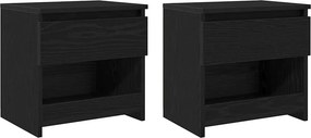 vidaXL Éjjeliszekrény 2 pcs Fekete tölgy 40 x 30 x 39 cm Faanyag