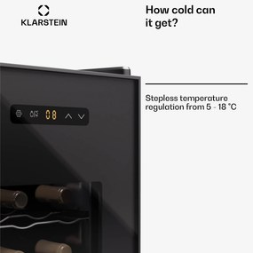Klarstein Silent Vino 12 Uno, borhűtő, 31 l / 12 palack, 5-18 °C, érintős