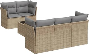 vidaXL 6 részes bézs polyrattan kerti ülőgarnitúra párnával