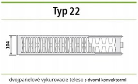 Invena Prov K22, panelradiátor 550x1000 mm 1684W tartozékokkal és oldalcsatlakozóval, fehér, INV-UG-91-5510-A