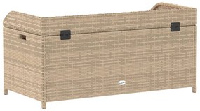 bézs polyrattan és akácfa tárolópad 100 x 50 x 52 cm