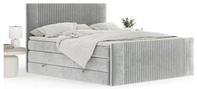Világosszürke ágyneműtartós boxspring ágy 140x200 cm Bergamo – Maison de Rêve