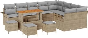 vidaXL Kerti Kanapé Szett párnával 13 pcs Bézs polirattan
