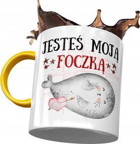 Sárga bögre pecséttel ajándékba fotónyomattal