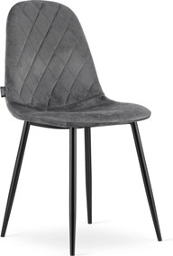 AKCIÓ Sötétszürke bársonyszék ASTI fekete lábakkal II. osztály