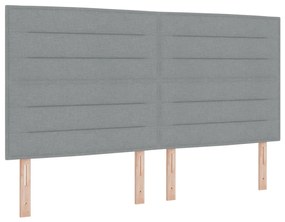 Boxspring Ágy Matrac &amp; LED Világosszürke 200x200 cm Szövet