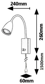 Rabalux 6719 - Fali spotlámpa MIKA 1xGU10/25W/230V