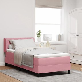 Boxspring Ágy Mattal Rózsaszín 90x200 cm Bársonyos