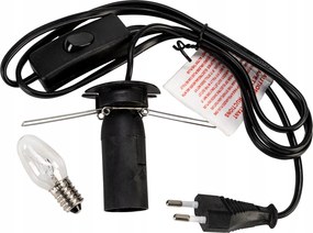 Tápkábel E14-es sólámpához 15W-os izzóval