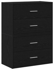 2 db fekete tölgy szerelt fa szekrény 2 fiókkal 60 x 31 x 40 cm