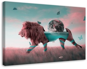 Gario Vászonkép Oroszlán hordozó bolygó szürrealizmus - Bryantama Art Méret: 60 x 40 cm