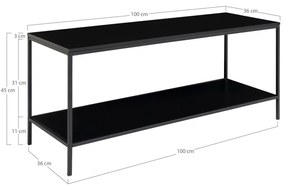 Vita TV állvány, 2 polc, fekete, 100x36x45 cm