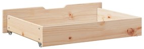 2 db tömör fenyőfa ágy alatti fiók kerekekkel 80 x 55 x 16 cm