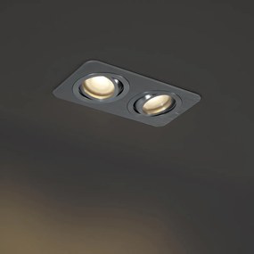 Lekerekített süllyesztett spotlámpa gunmetal GU10 50mm forgatható és dönthető IP44 2-lámpás - Alberto